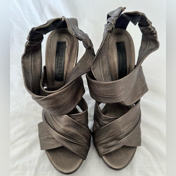 Burberry Prorsum Dark Nickel Leather Platform Heels - Picture 2 of 7